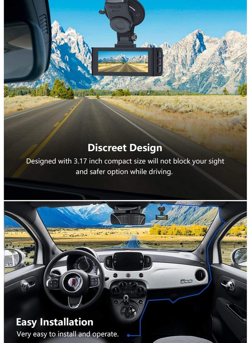 Black Box Dash Camera for Car –4K ULTRA HD Mini Dual Car Recorder with Front and Inside Cameras, 2-Inch Screen, WDR, Night Vision, G-Sensor, and Loop Recording - Image 5